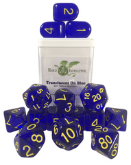 Role 4 Initiative - Translucent Dark Blue/Yellow Numbers Arch'D4 15pc
